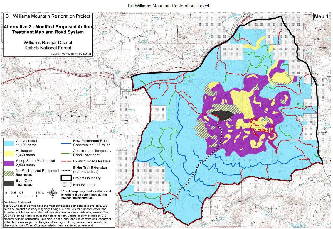Bill Williams Mountain forest thinning map